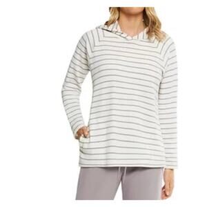 EUC Max & Mia Women's 2 Waffle Knit Lounge Hoodie, Size Larger, Cream/Dusty Plum